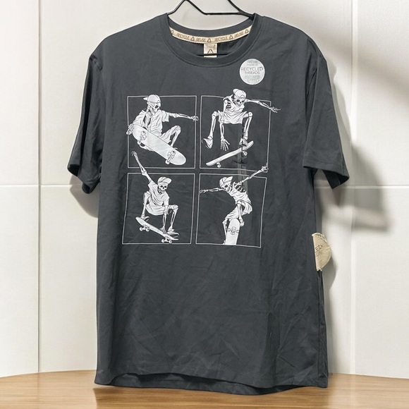 Recycle Threads Skateboarding Skeleton Graphics Polyester Cotton Blend T-shirt! - Picture 3 of 4